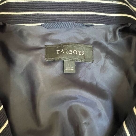 Talbots Navy White Striped Jacket Nautical Blazer Womens Size Small Button Front - Picture 6 of 7